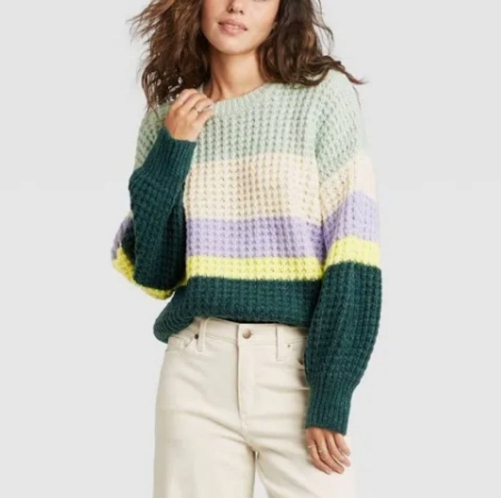 Universal Thread Striped Multicolor Crewneck Pull… - image 2